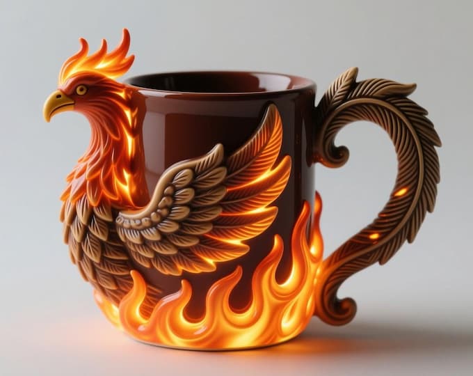 Phoenix Mug 3D Model STL File: Digital Download for 3D Printing