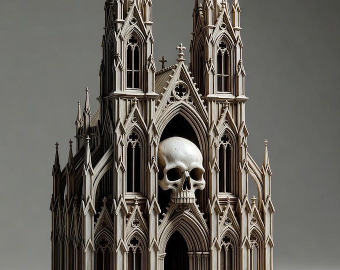 Gothic Skull Cathedral STL File – Dark Fantasy Church 3D Print Model
