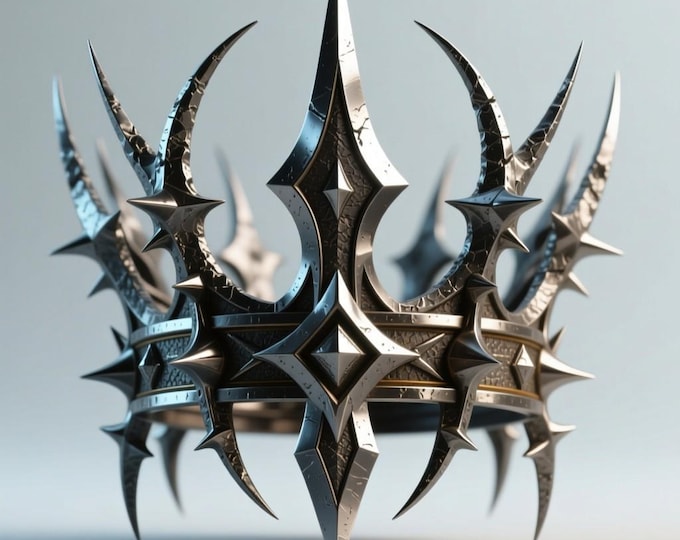 Gothic Spiked Crown STL: 3D Printable Fantasy Headpiece (Digital File)