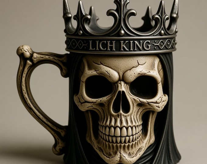 Lich King Skull Mug 3D Model STL File (3D Printing)