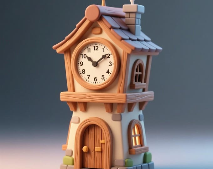 Clock Tower House 3D Model – STL File