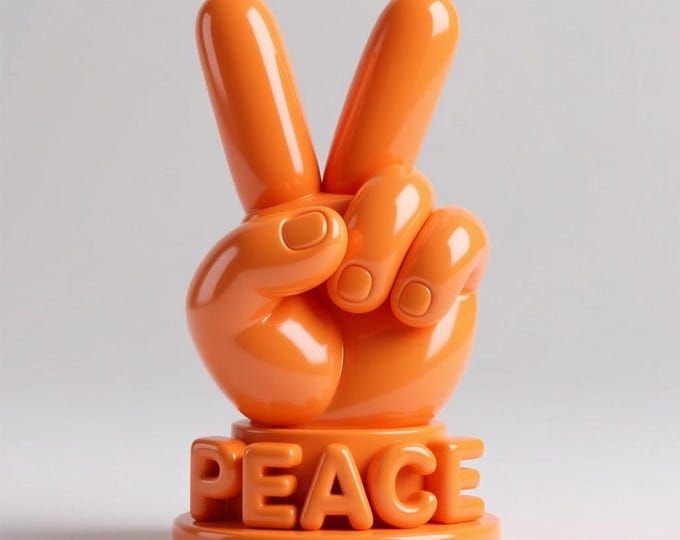 3D Printable Balloon Peace Sign Statue: Modern Decor STL (Digital Download)