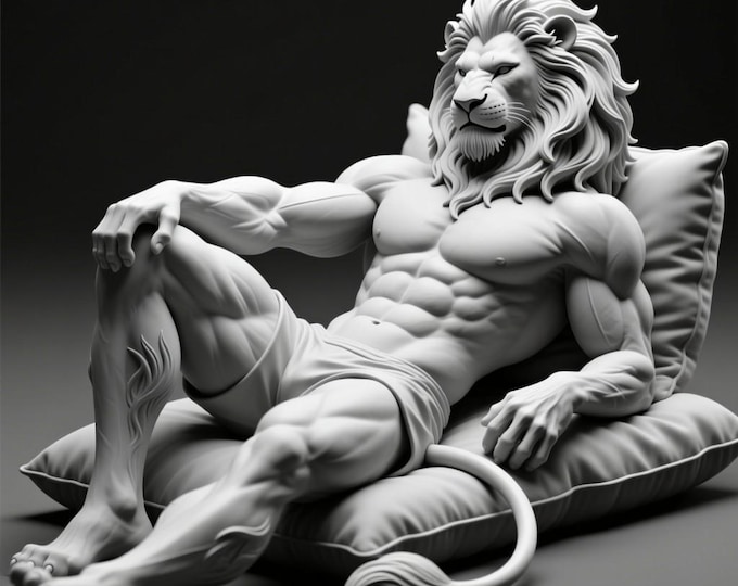 muscular lion 3D Model STL file for 3D printing
