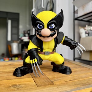 Claw Hero Figure, Yellow Suit Action Character, 3D Printed Comic Style Figurine, Dynamic Desk Decor Collectible