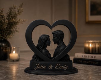 Escultura personalizada com os nomes do casal, presente de aniversário personalizado, estátua romântica em forma de coração, decoração de casamento com nomes personalizados