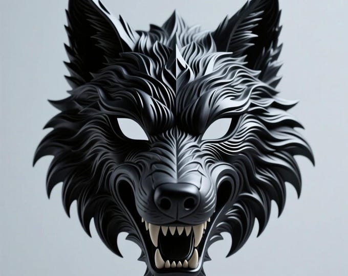 Wolf Mask STL – Dark Fantasy Wall Art | 3D Printable Werewolf Mask | ECRAFTECH Design