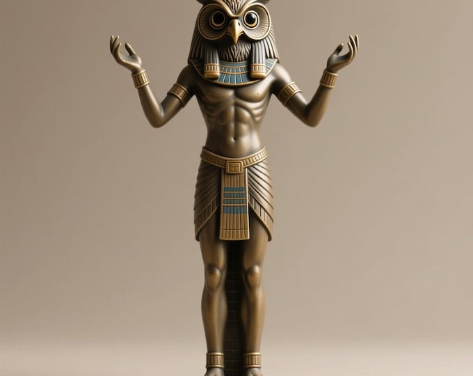 Owl Head Egyptian Warrior Figurine STL - 3D Printable Mythology (Digital STL File)