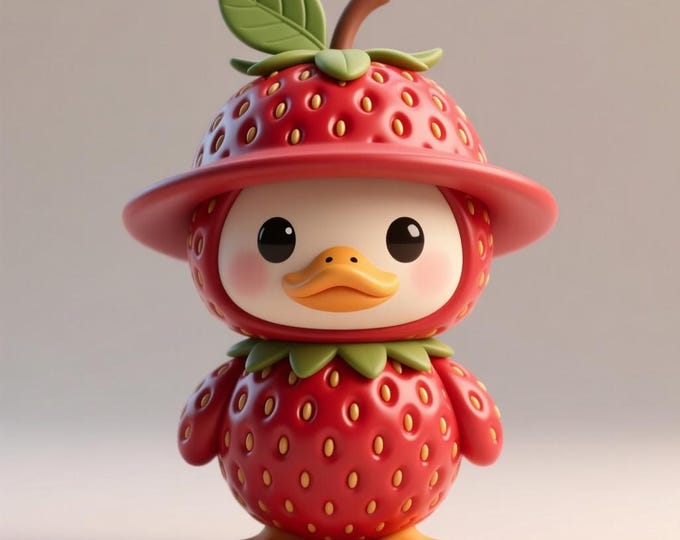 Strawberry Duck Figurine STL – Cute Berry Duck Model for 3D Printing, Kawaii Collectible Toy File