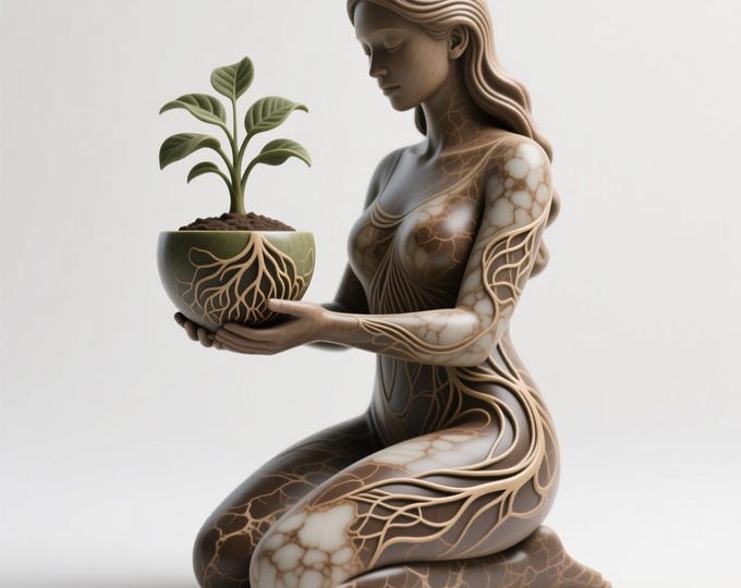 Goddess Planter STL | 3D Printable Woman Sculpture, Root Bowl (Digital Download)