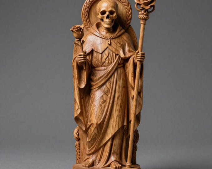 Grim Reaper Saint Skull Statue STL File | Gothic 3D Print Model