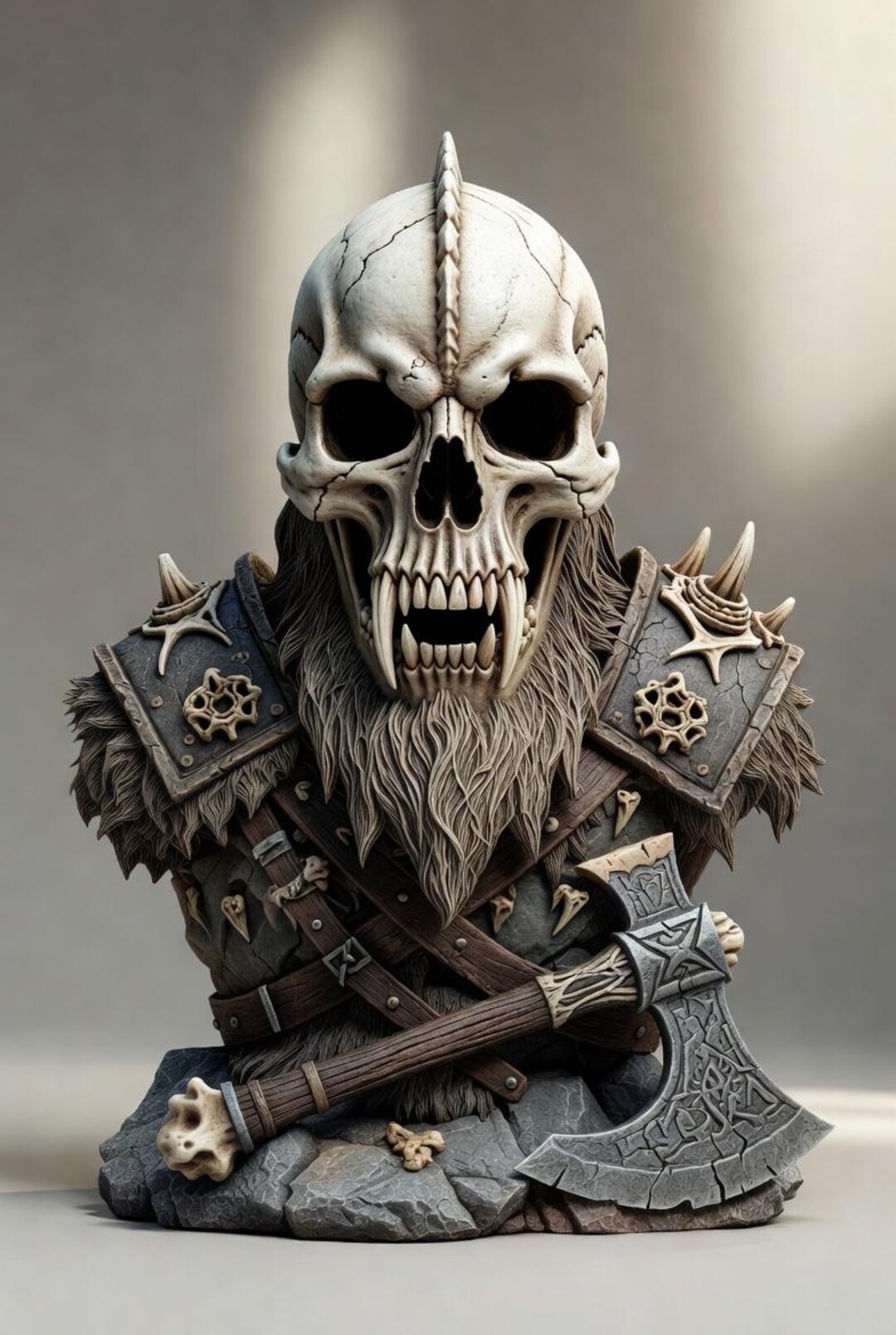 Skeleton Viking Warrior Bust STL File – Dark Fantasy Skull Warrior 3D ...
