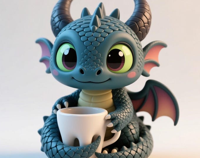 Chibi Baby Dragon STL File: Fantasy Creature 3D Print Model (Digital Download)