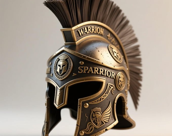 Ancient Warrior Helmet STL | Fantasy Spartan Style 3D Printable Helmet | Cosplay Prop Digital File