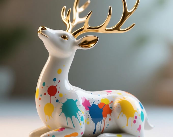 Color Splash Reindeer Sculpture STL – Modern 3D Printing File