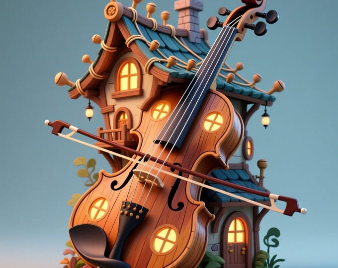 Whimsical Violin House STL – 3D Printing Fantasy Cottage Model (Digital Download)