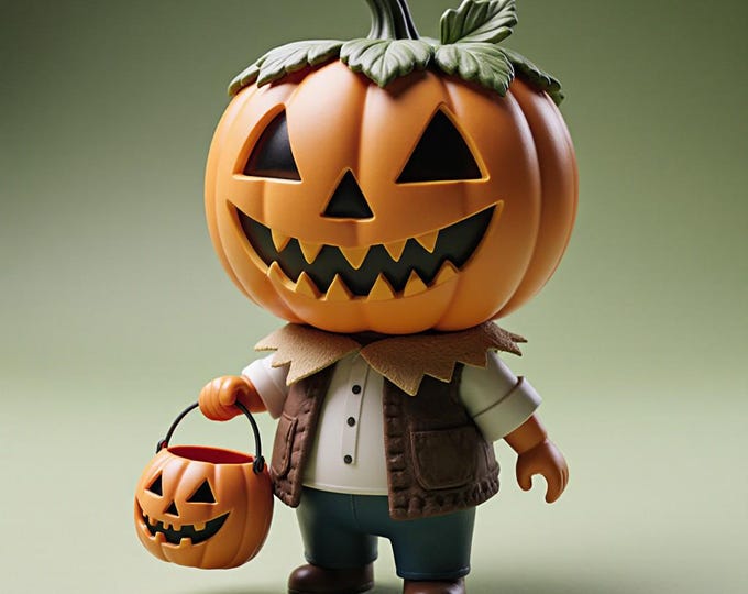 Halloween Pumpkin Head Figure STL: 3D Printable Jack O'Lantern Decor (Digital Download)
