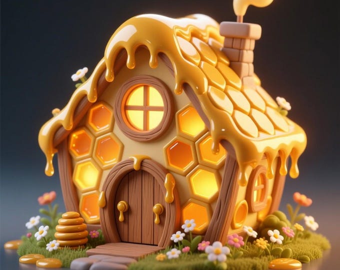 Honeycomb House STL File • 3D Printable Fantasy Bee-Themed Home Model for Whimsical Decor & Collectibles