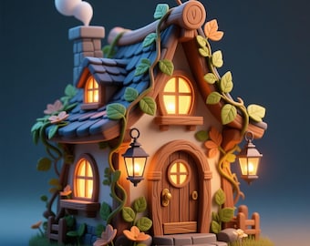 Arquivo STL da Casa Fairy Cottage | Impressão 3D em Miniatura Encantada (Download Digital)