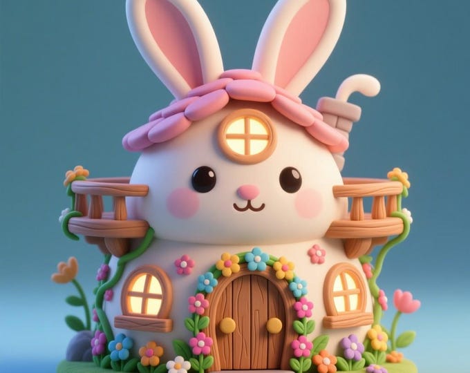 Rabbit House 3D Model – Detailed STL File for 3D Printers (Digital Download)