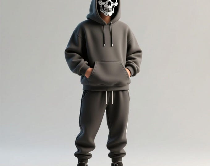 Urban Skull Hoodie Figurine STL: Gothic Streetwear 3D Print (Digital Download)