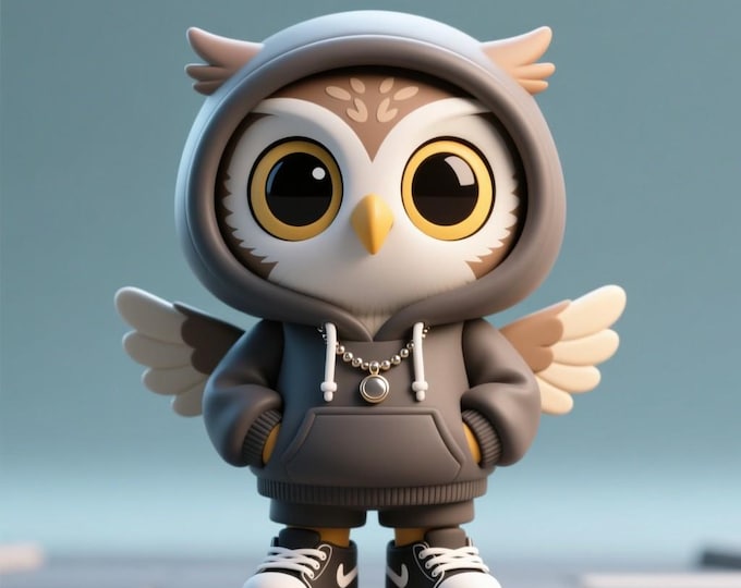 Kawaii Owl Hoodie Figurine STL | 3D Printable Animal Statue