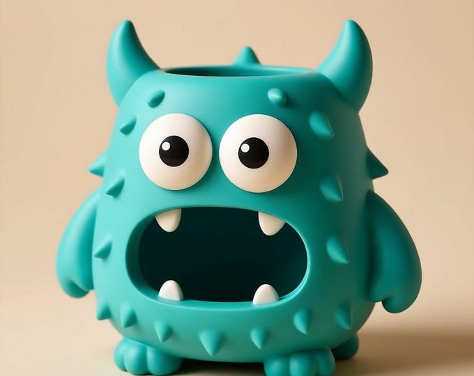 Monster Pen Holder STL: Funny Cartoon Desk Organizer (Digital File)