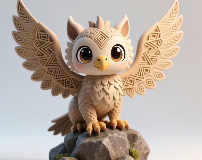 Chibi Griffin STL File: Mythical Creature 3D Printable Figurine (Digital Download)