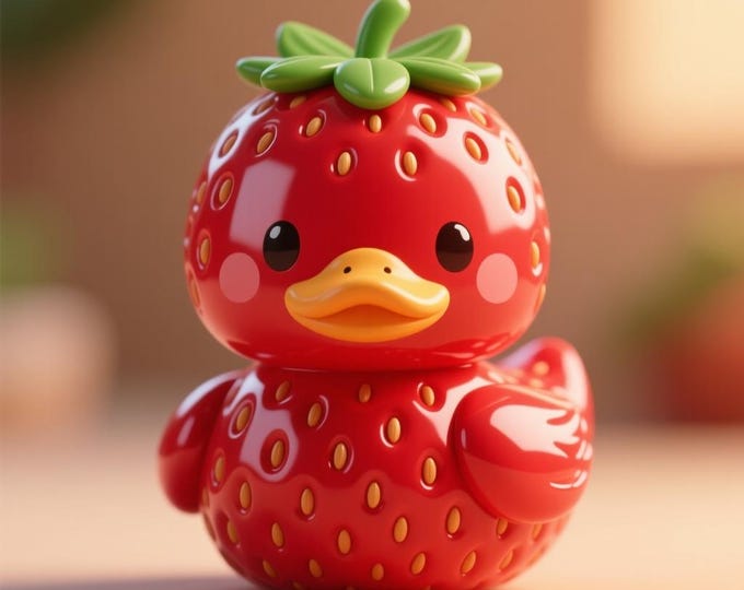 Strawberry Duck STL – Kawaii Fruit Animal Figurine, 3D Printing Toy (Digital File)