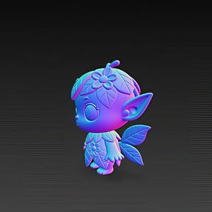 Skogsälva STL-fil, Kawaii Alvfigur (3D-utskrift) (Digital nedladdning) bild 3
