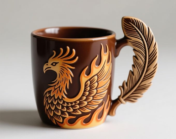 3D Model Phoenix Mug: High-Detail STL File (Digital Download)