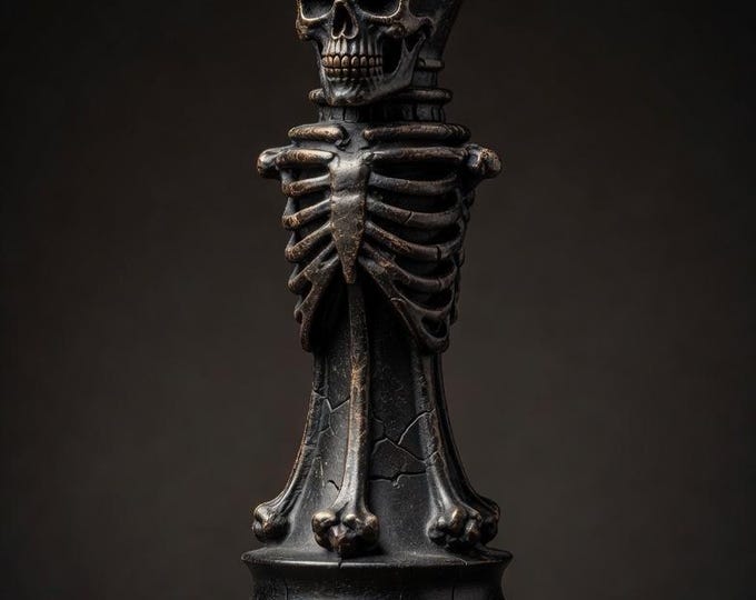 Gothic Skeleton Chess Piece STL File – Dark Fantasy Skull Chess Figure 3D Print Model