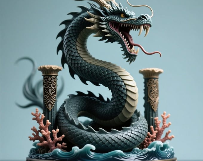 Sea Dragon STL File: Mythical Serpent 3D Print Model (Digital Download)