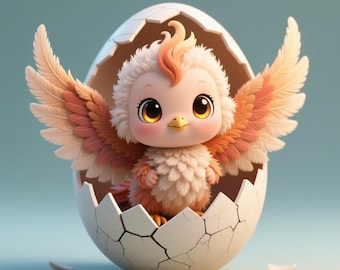 Chibi Phoenix STL File: 3D Printable Firebird Figurine (Digital Download)