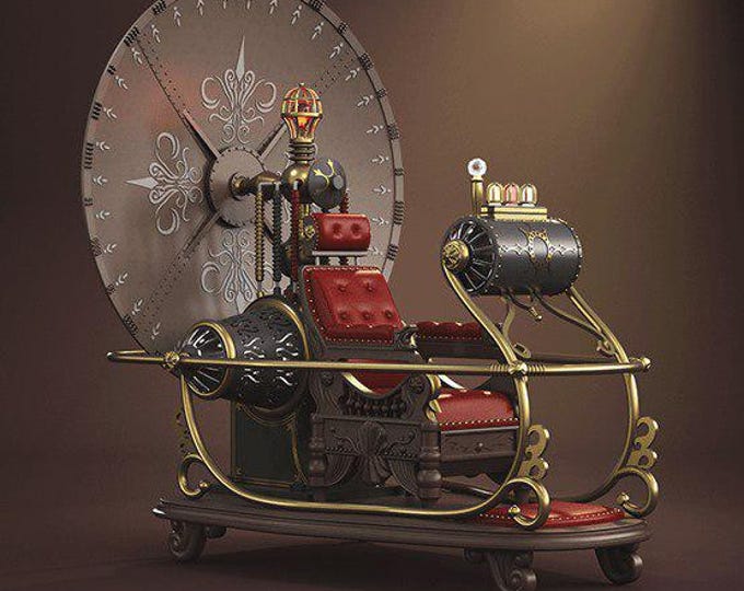 1960 Time Machine Replica - Motorized Rotating Wheel LED Desk Lamp, 3D Printed Steampunk Sci-Fi Movie Prop Collectible