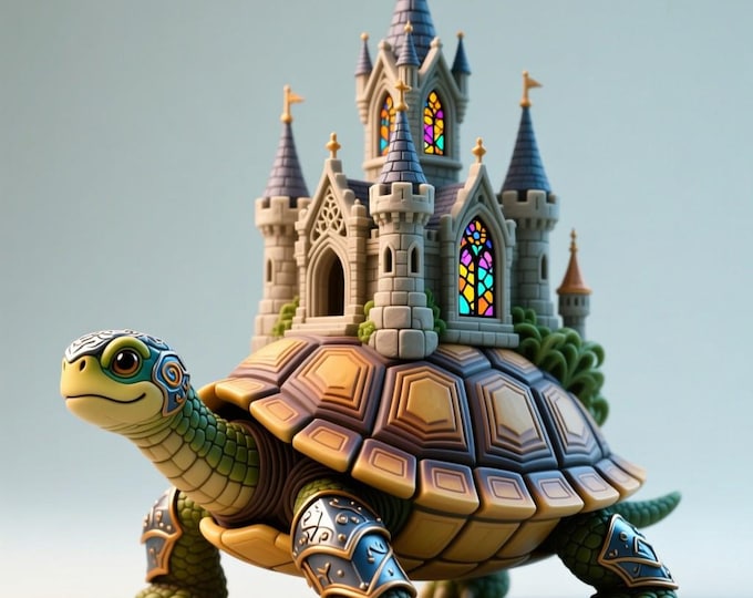 Castle Turtle STL File | Fantasy Fortress on Turtle Back 3D Print Model | Digital Download