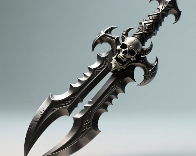 Skull Blade STL File: Gothic Fantasy Sword, 3D Printable (Digital Download)