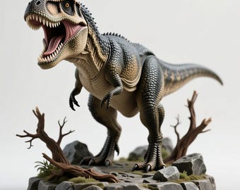 Archivo STL de dinosaurio T-Rex: Figura realista imprimible en 3D (descarga digital)