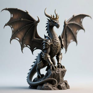Pancerny Król Smoków STL: Figurka fantasy do druku 3D (pobranie cyfrowe)