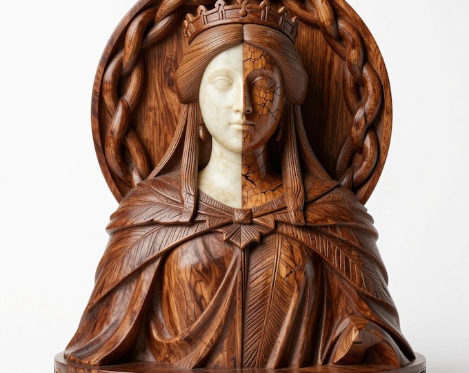 Two-Tone Queen Bust STL File | Fantasy Sculpture 3D Print Model