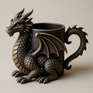 Dragon Pattern Mug STL – Embossed Relief 3D Print File  Support-Friendly, Print-Ready