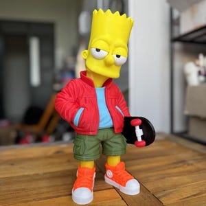 3D Printed Bart Simpson Skater Figure, Urban Streetwear Desk Decor