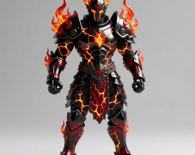 Hellfire Knight STL | Flaming Demon Armor 3D Print Model (Digital Download)