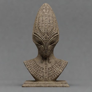 Ancient Alien Bust STL File – Sci-Fi Alien Statue 3D Print Model