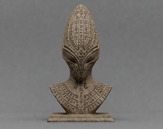 Ancient Alien Bust STL File – Sci-Fi Alien Statue 3D Print Model