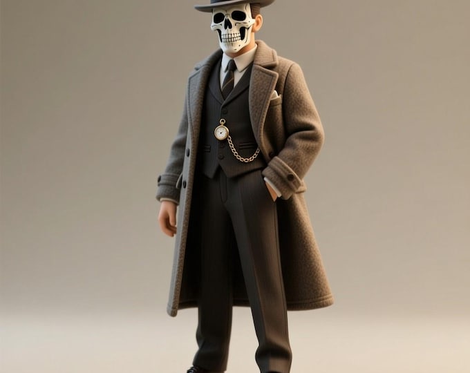 Stylized Skeleton Gentleman STL File | 3D Printable Figurine Model | Digital Collectible Toy for Printing