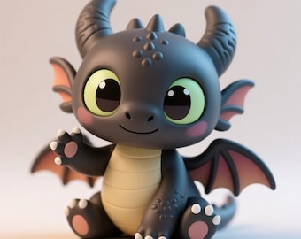 Chibi Baby Dragon STL File: 3D Print Fantasy Figurine (Digital Download)