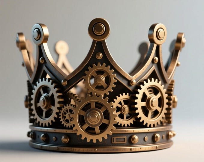 Steampunk Gear Crown STL: 3D Printable Royal Headpiece (Digital File)