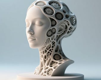 3D Skulptur : Abstrakte Frauen Büste - Organisches Muster STL Datei (Digitaler Download)