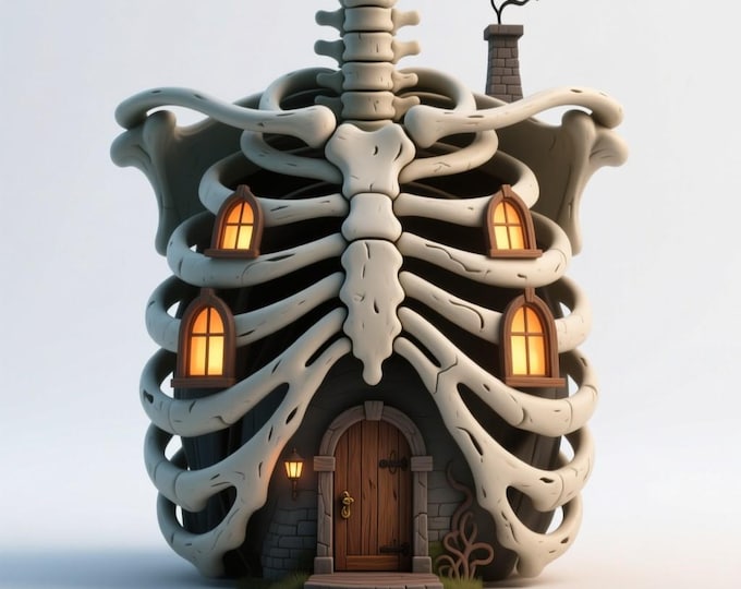 Skeleton Ribcage House STL • Spooky 3D Model for Halloween (Digital Download)