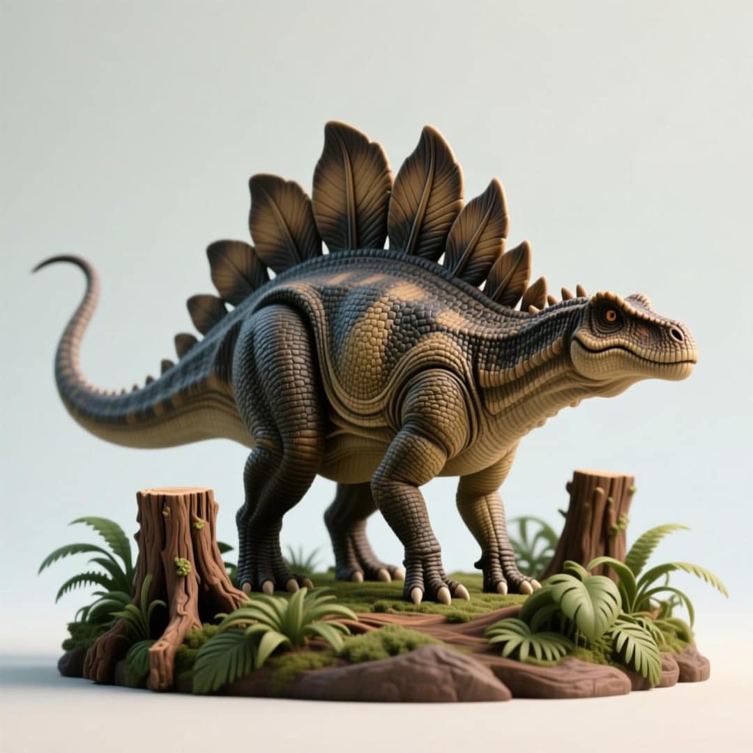 3D Printable Stegosaurus Figurine STL File: Realistic Jungle Base ...